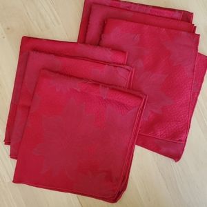 Six Red Poinsettia Cloth Napkins